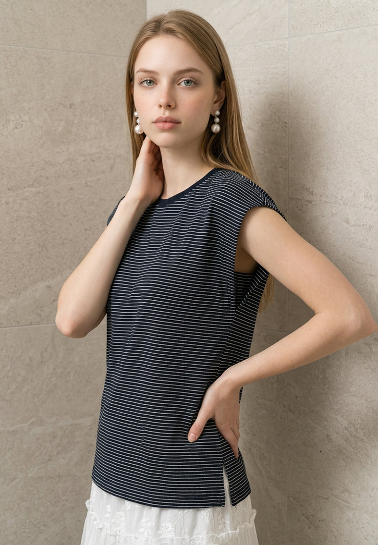 Plain B. Striped Sleeveless Cotton Top