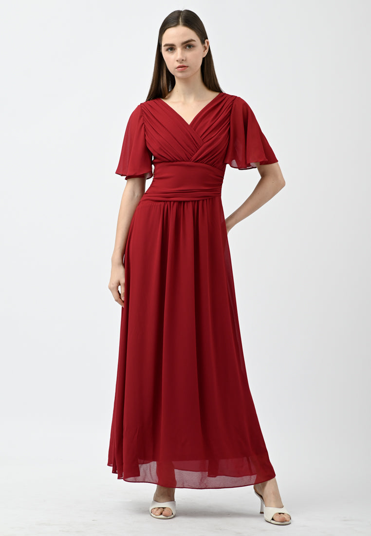 BebeButterfly V-Neck Maxi Dress