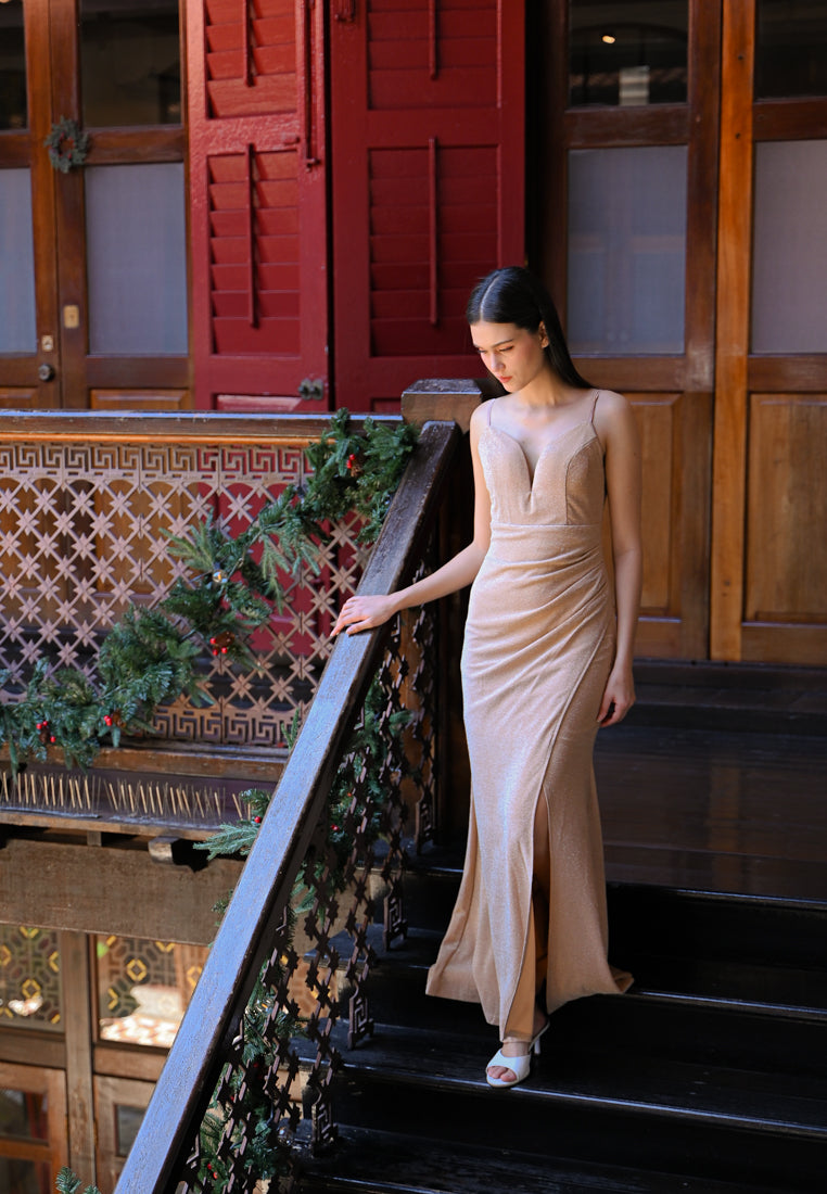 BebeBeige Glitter Maxi Dress