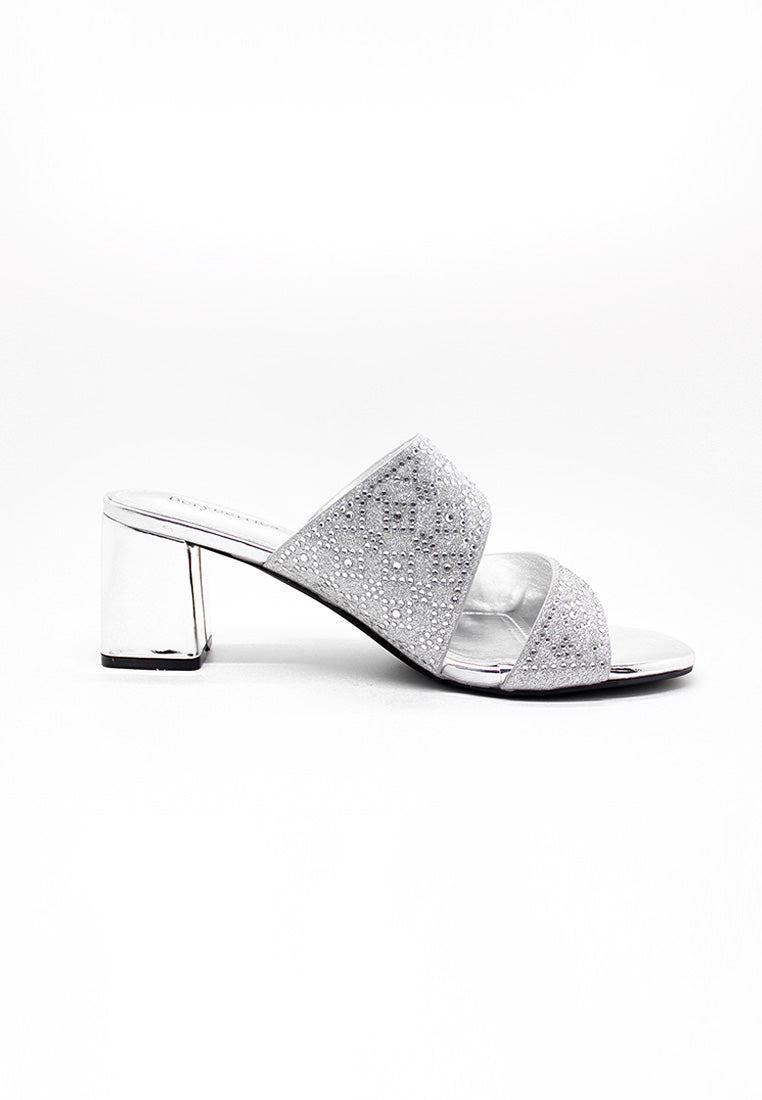 BeryBerries Rhinestones Metalic Heel Sandals