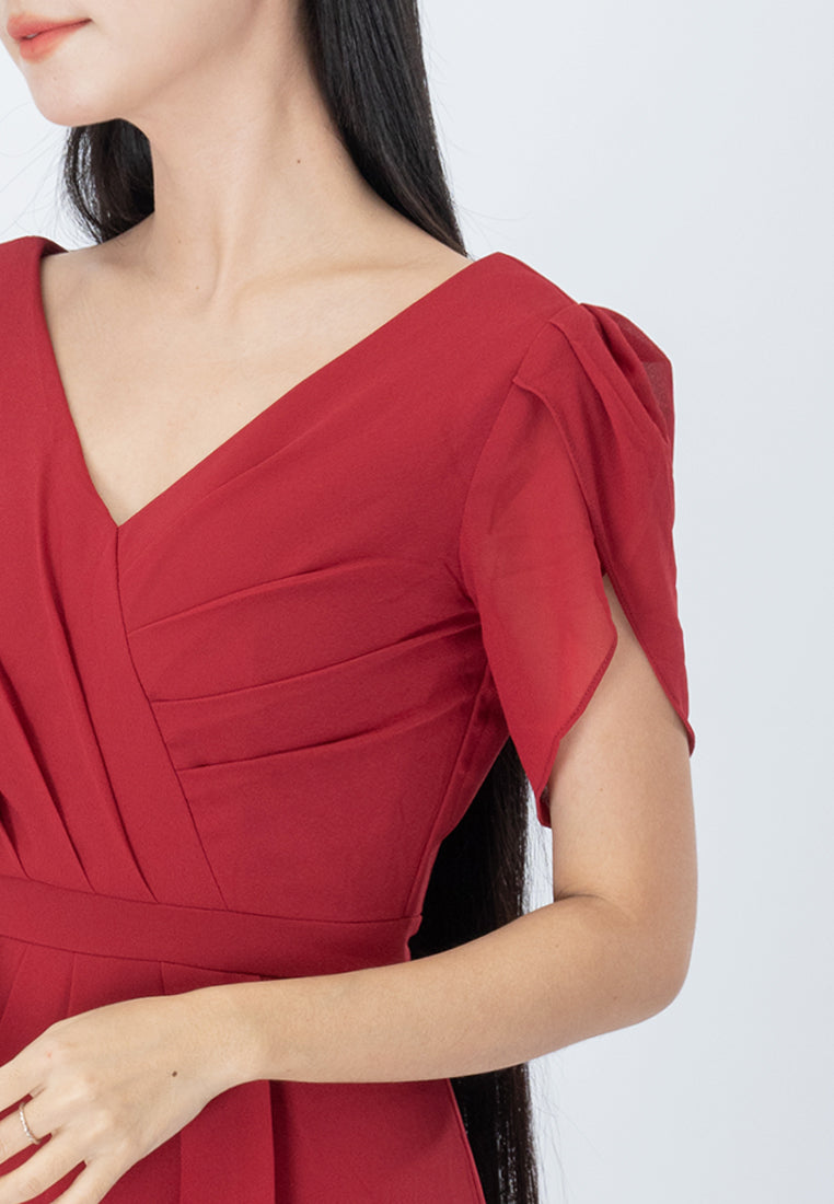 BebeButterfly  V-Neckline  Maxi Dinner Dress