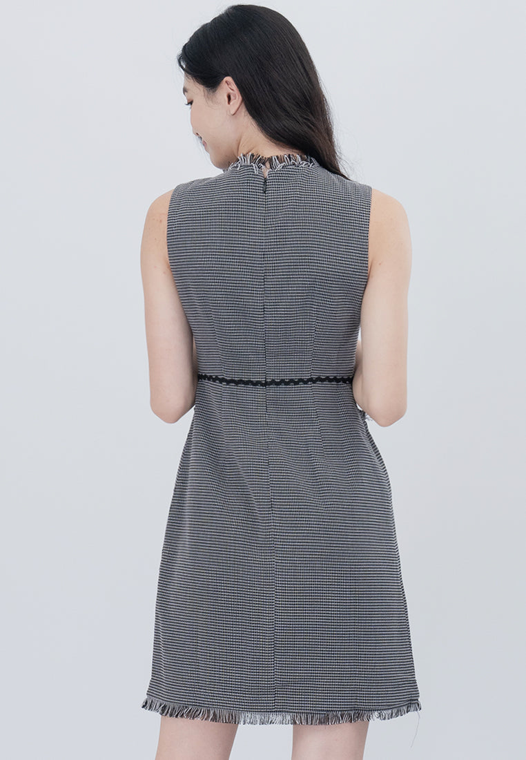 BebeBeige Tweed Sleeveless with Pockets Mini Dress
