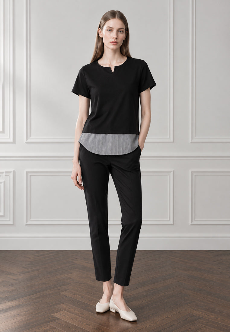 Plain B. Notch-Neck Cotton Tee