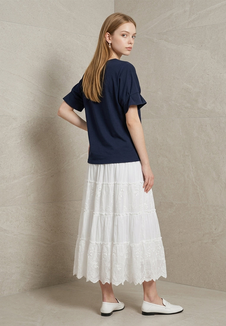 Plain B. Puff Sleeve Short Sleeve Top