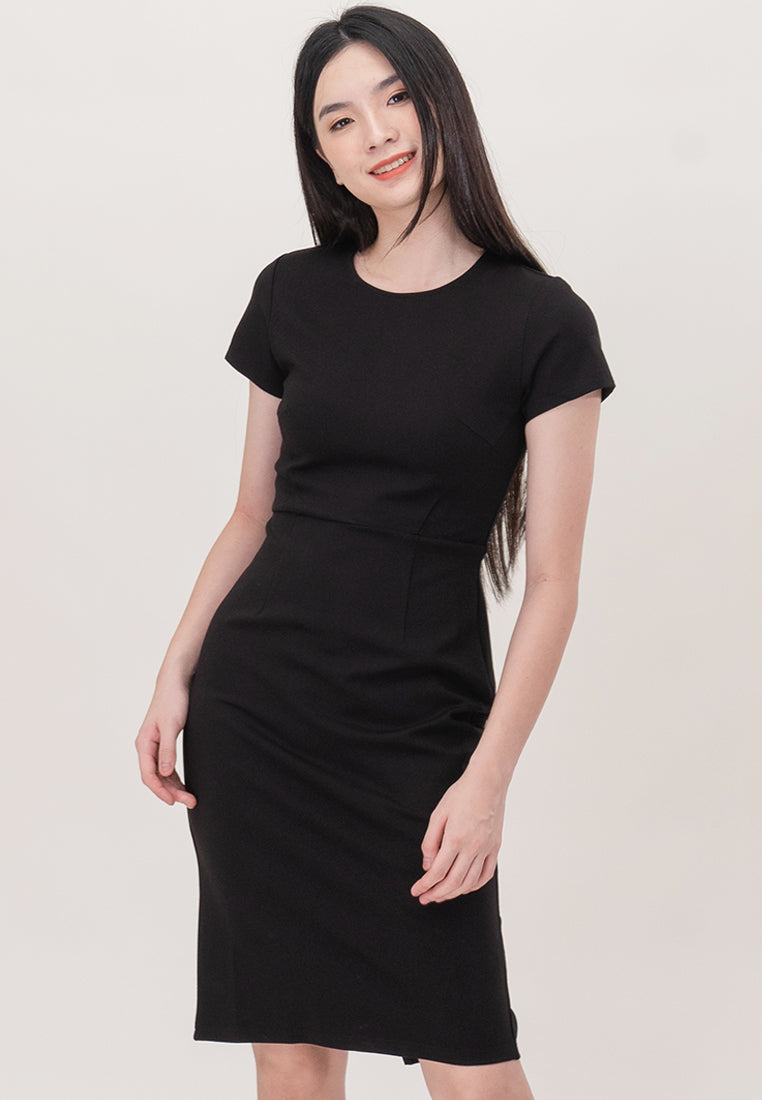 BebeBeige Back-Zipper Mini Dress