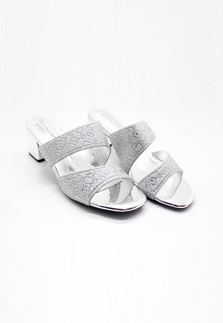 BeryBerries Rhinestones Metalic Heel Sandals