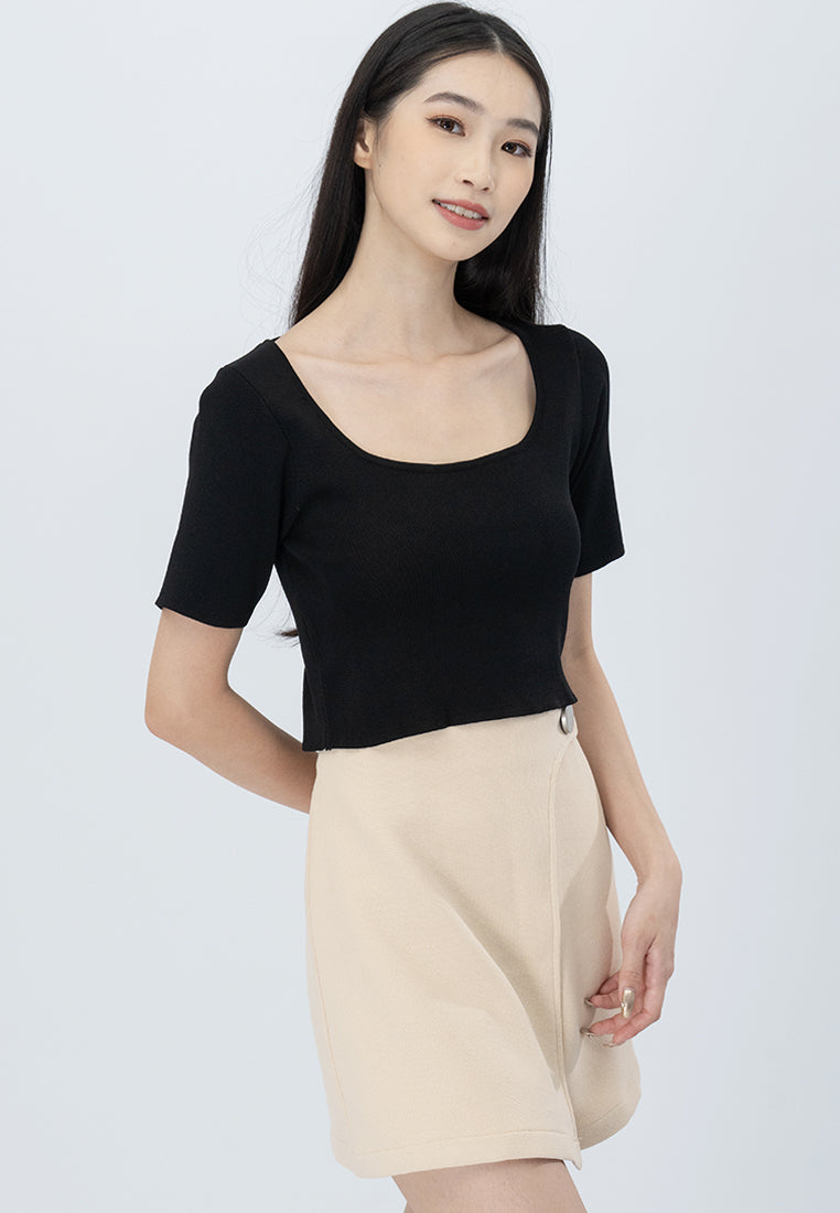 Plain B. Knitted Wide Neck Top