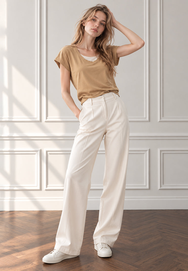 Plain B. Layered V-Neck Cap-Sleeve Top