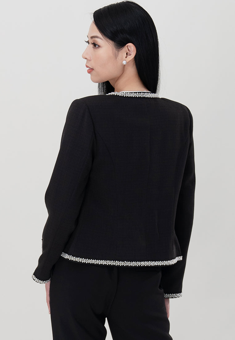 BebeBeige Beaded Long Sleeve Blazer