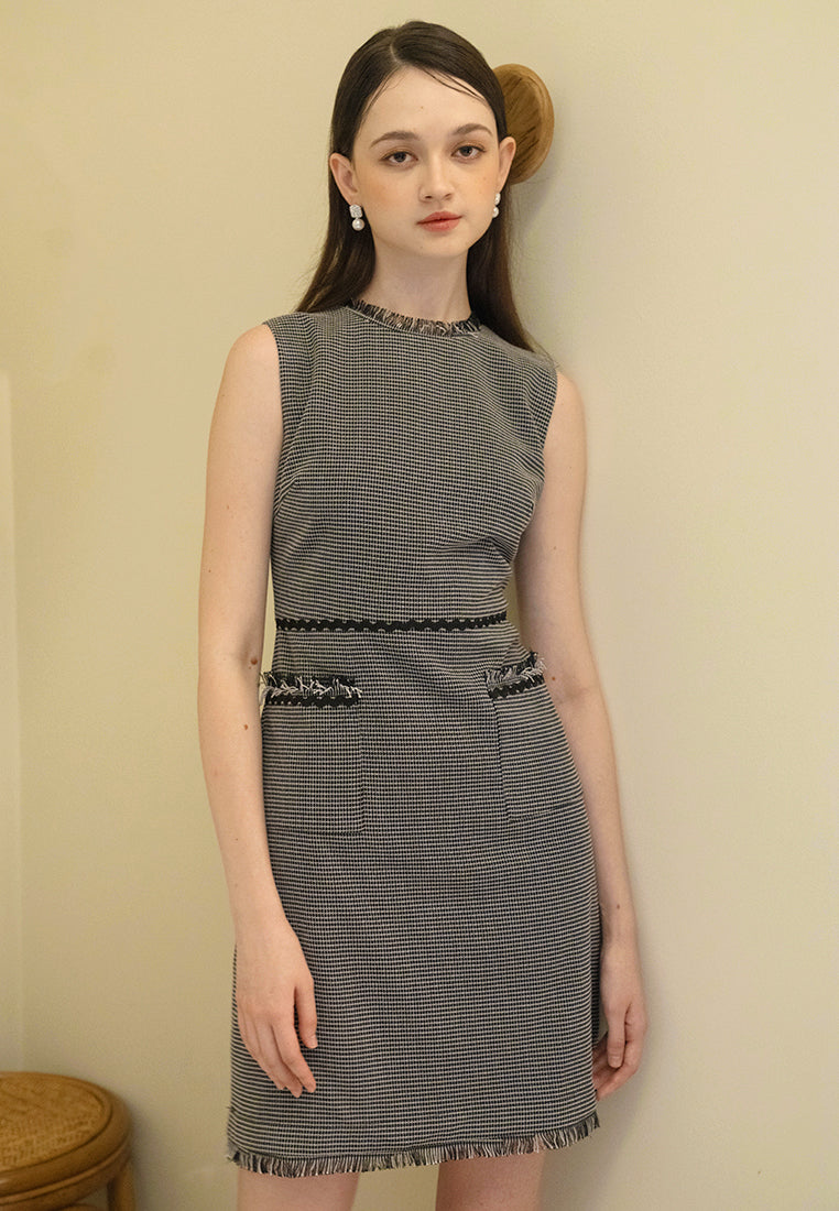 BebeBeige Tweed Sleeveless with Pockets Mini Dress