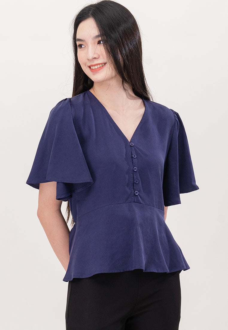 Plain B. V-Neckline Shirt Top