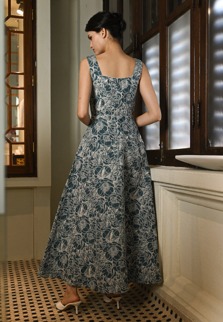BebeBeige Floral Stitches Dinner Dress