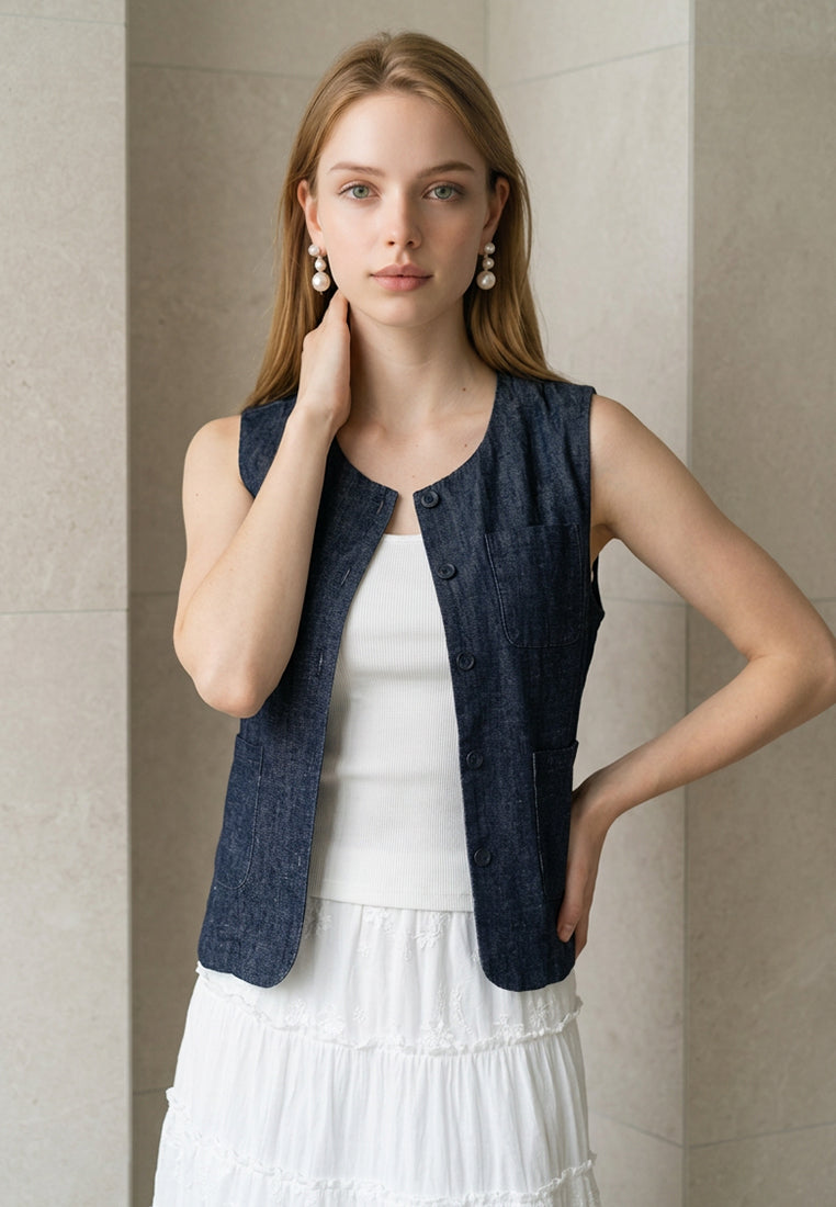 Plain B. Sleeveless Denim Vest