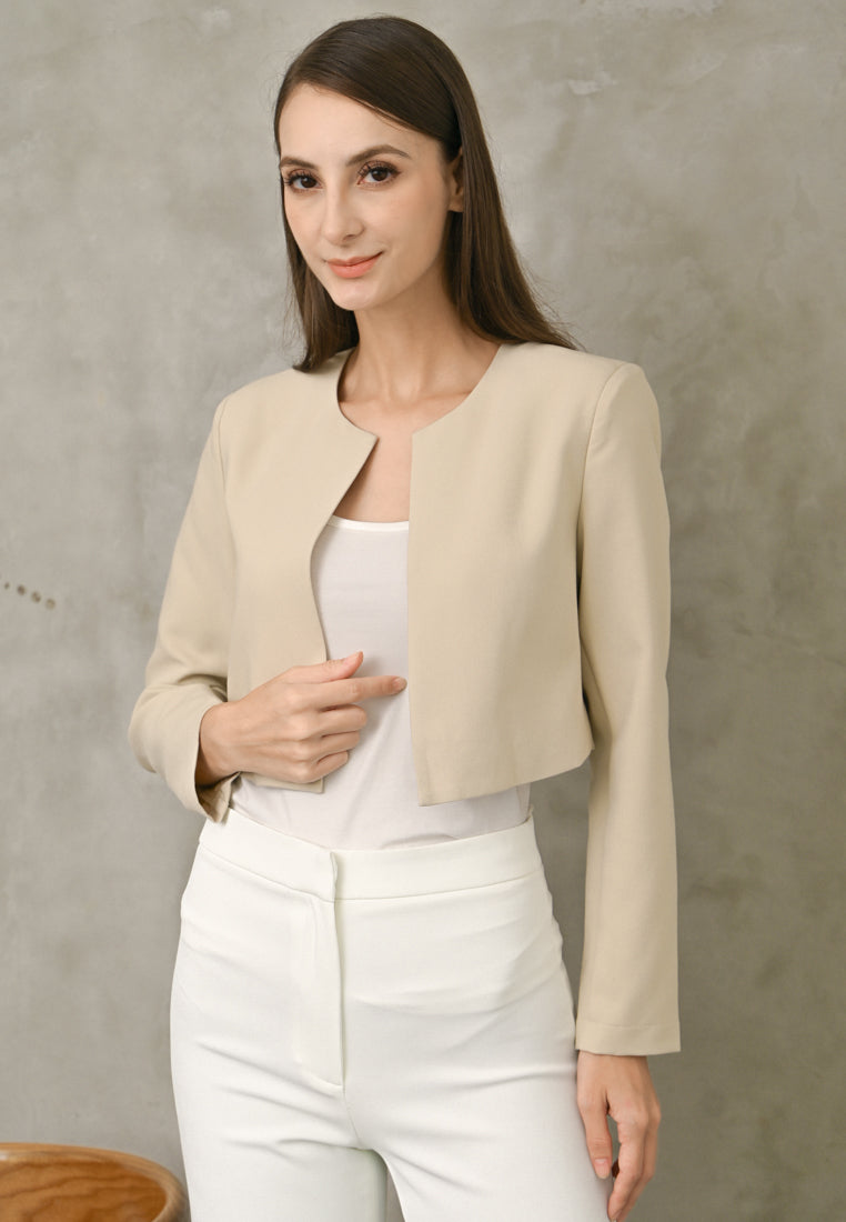 BebeBeige Cropped with Long Sleeve Blazer