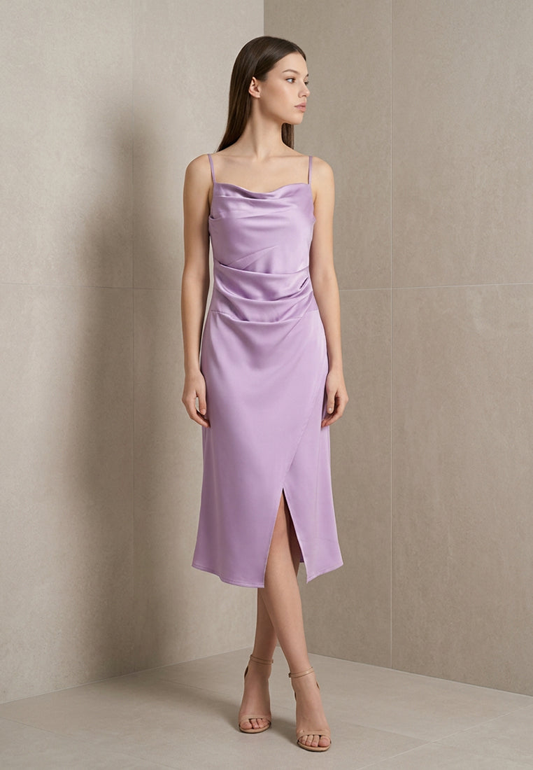 BebeBeige Strappy Silk Midi Dress
