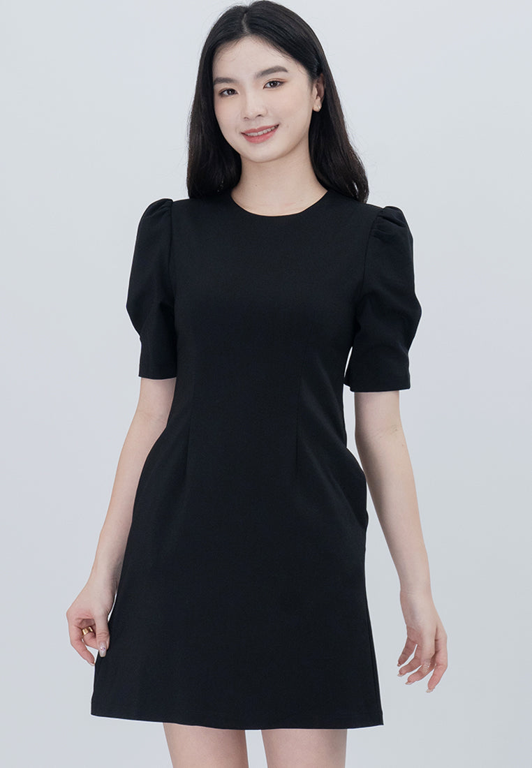 BebeBeige Round Neckline Lining Mini Dress