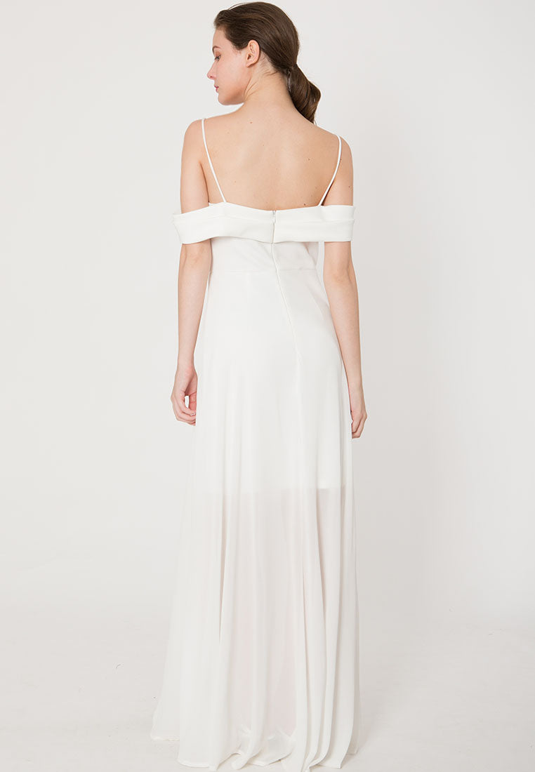 BebeButterfly Chiffon Off Shoulder Maxi Dinner Dress