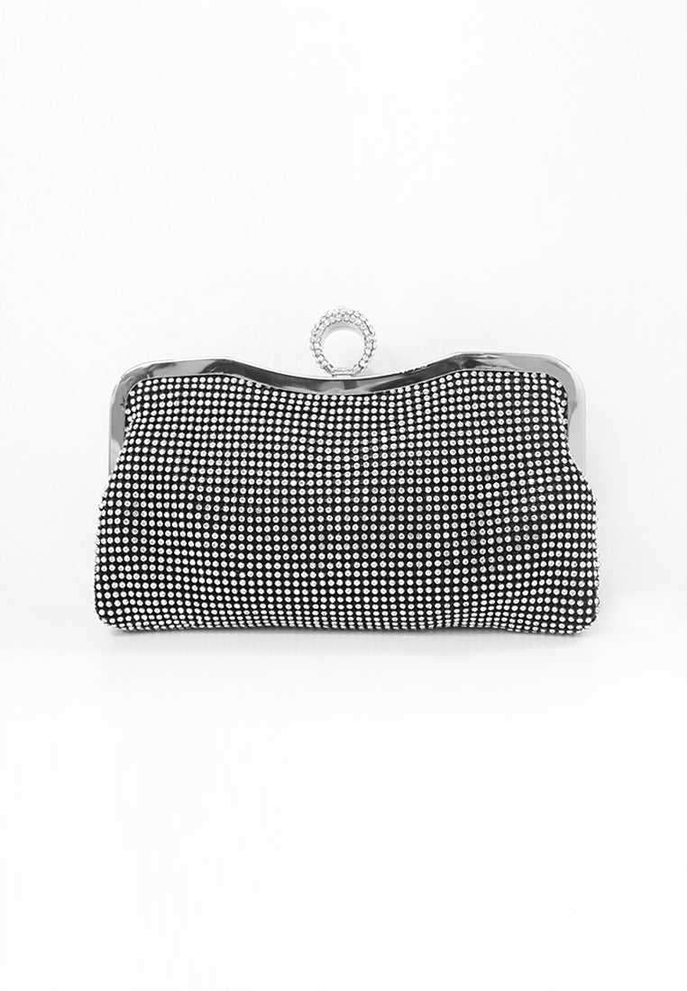 BeryBerries Crystal Folds Design Chain Strap Clutch Bags