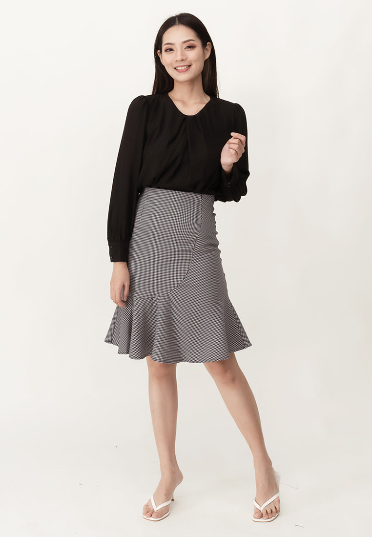 BebeBeige Round Neck Long Sleeve Blouse Top