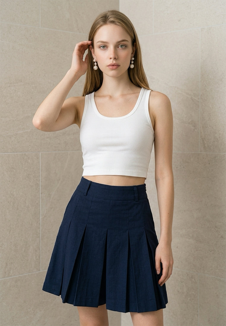 Plain B. Pleated Denim Mini Skorts