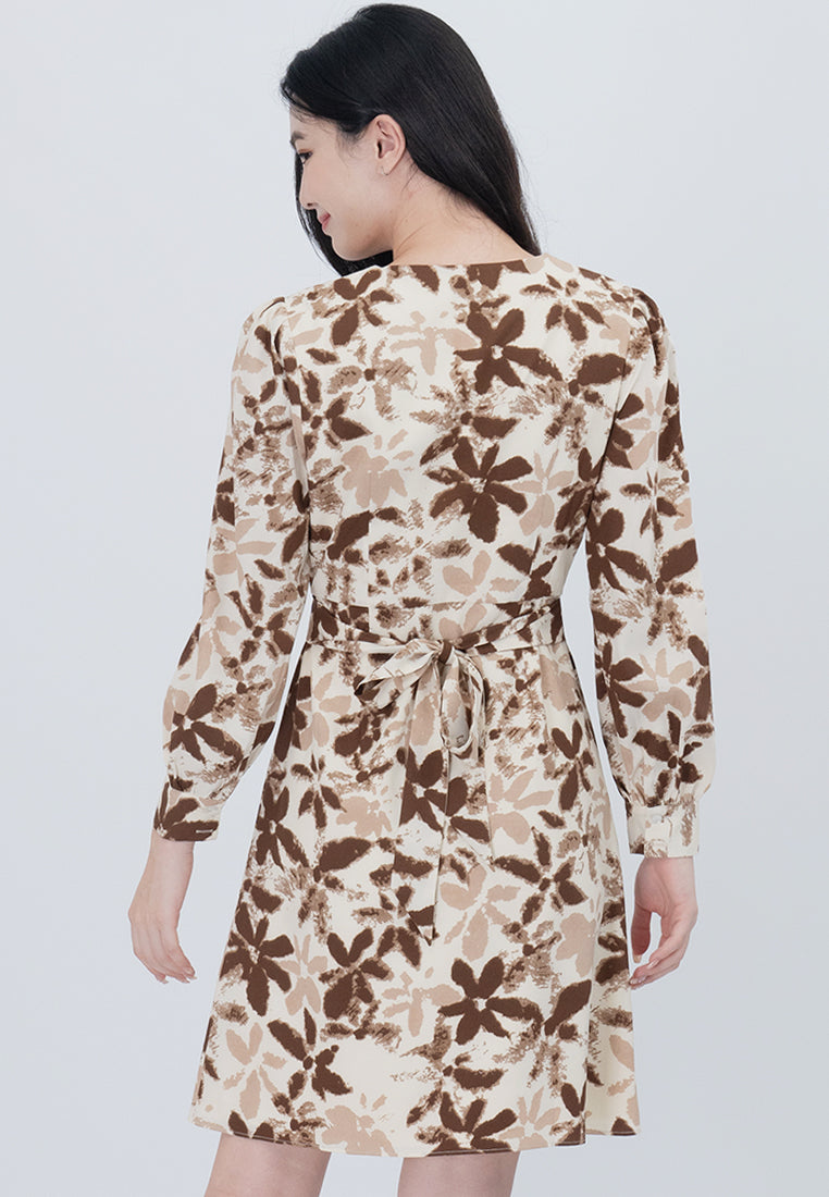 Plain B. Long Sleeve Floral Mini Dress