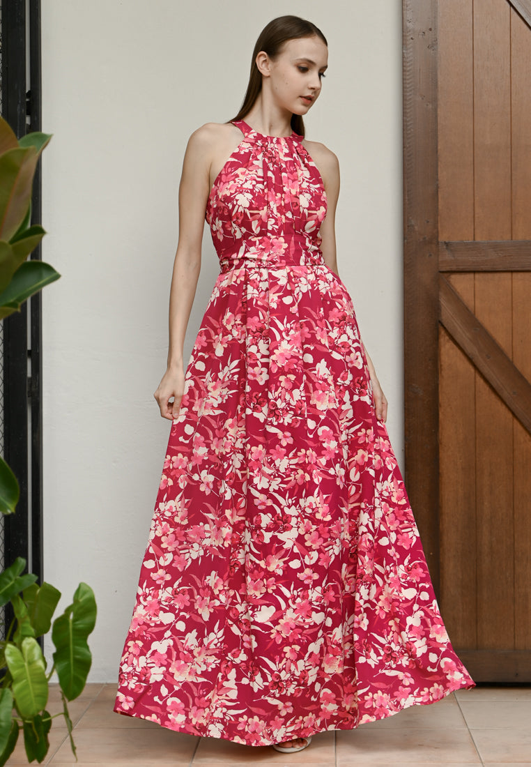 BebeBeige Flowy Floral Dinner Dress