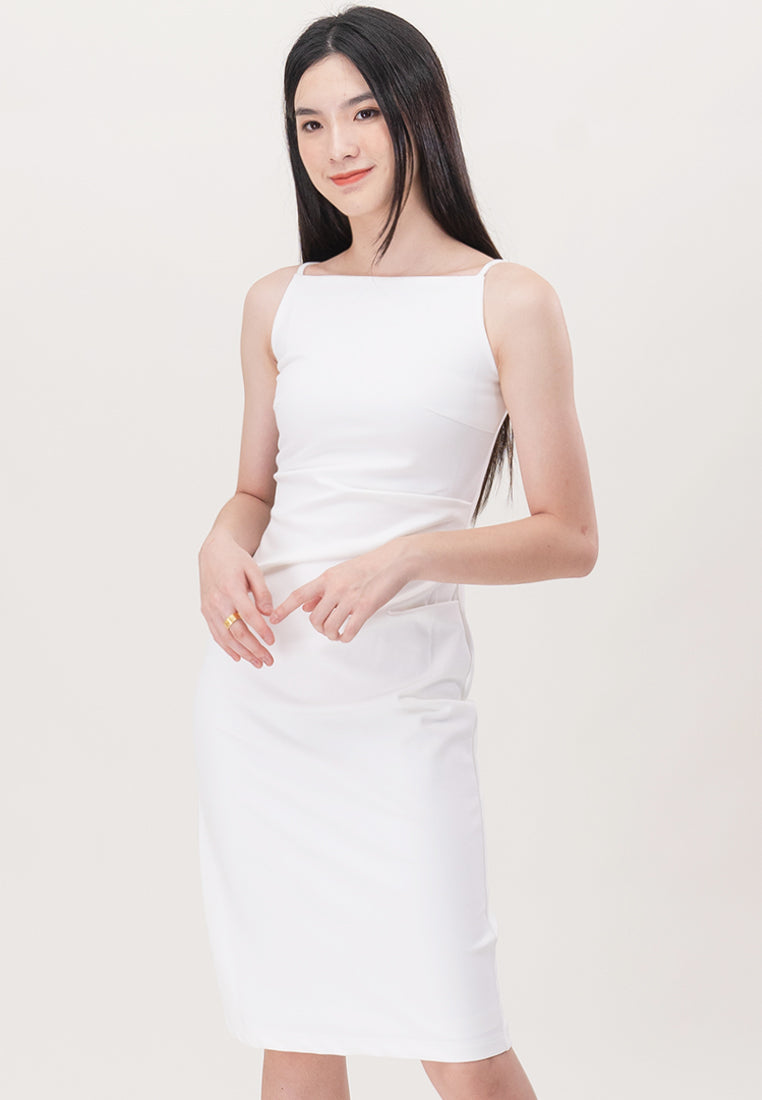 BebeBeige Cut Off Cotton Slim Fit Midi Dress
