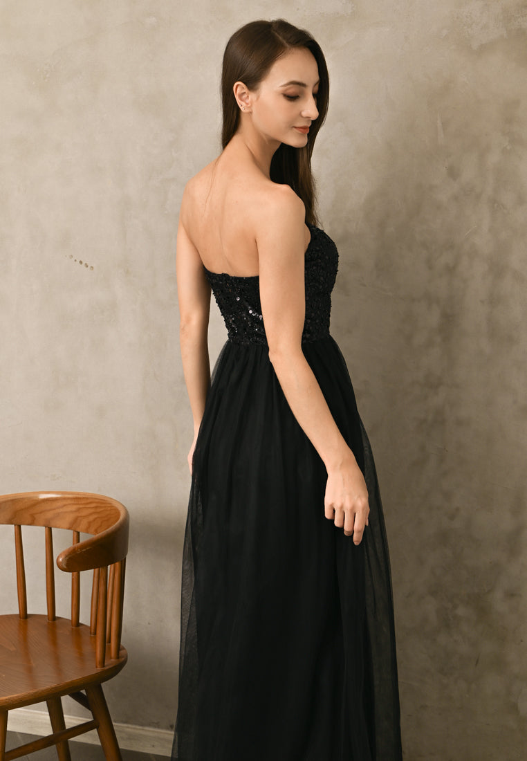 BebeBeige Off Shoulder Sequins Maxi Dress