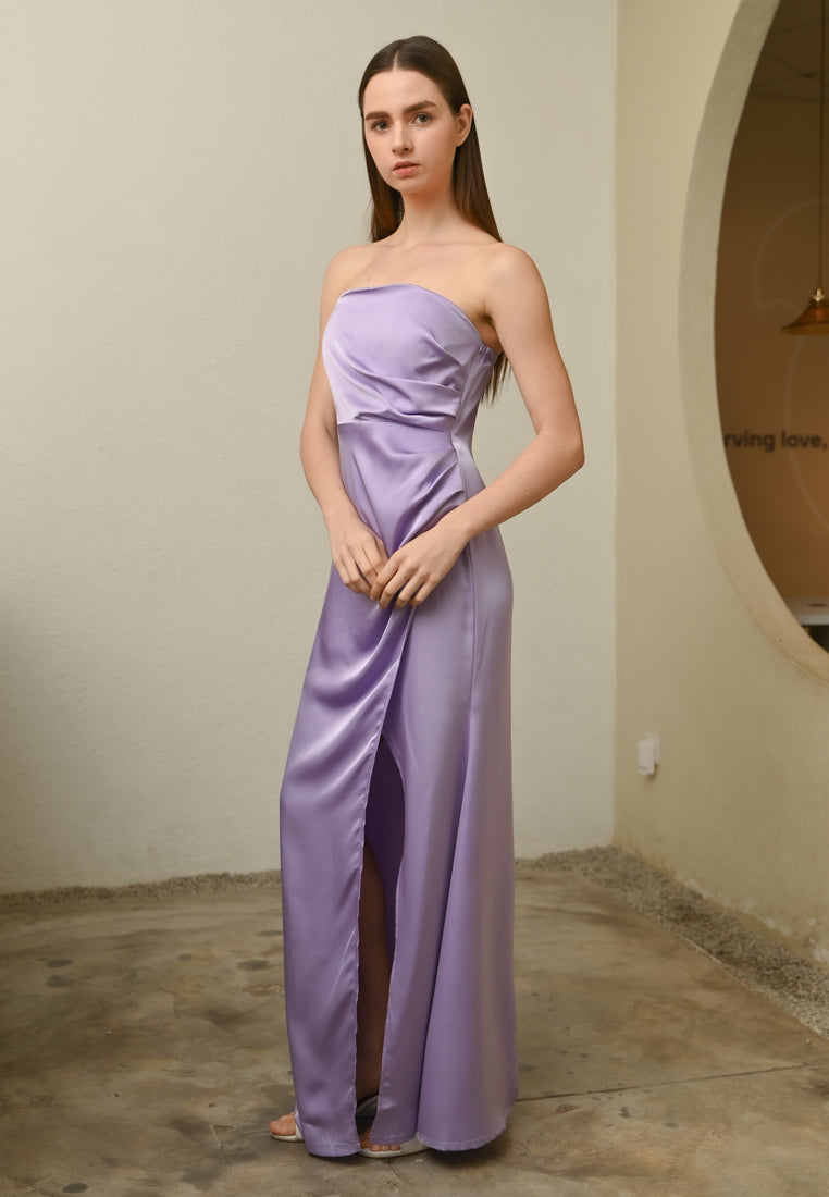 BebeBeige Tube Silk Dinner Dress