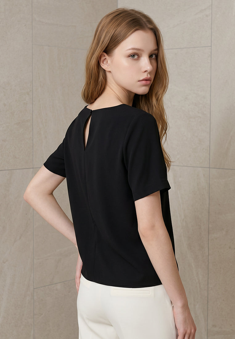 BebeBeige Round Neck Blouse Top