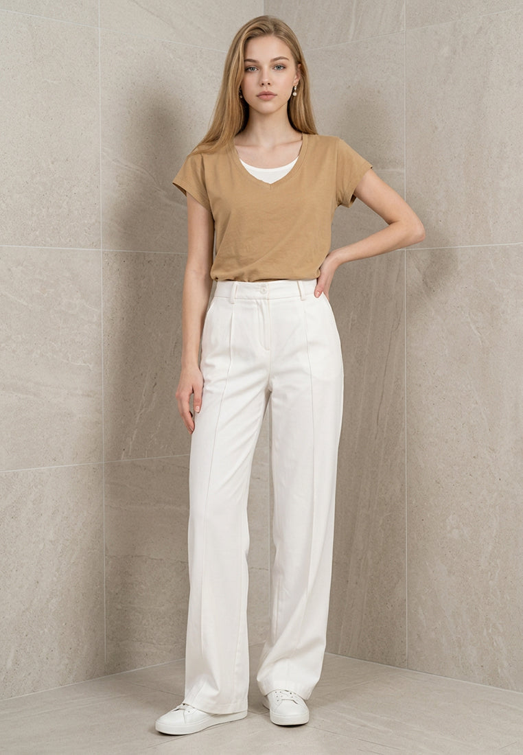Plain B. Layered V-Neck Cap-Sleeve Top