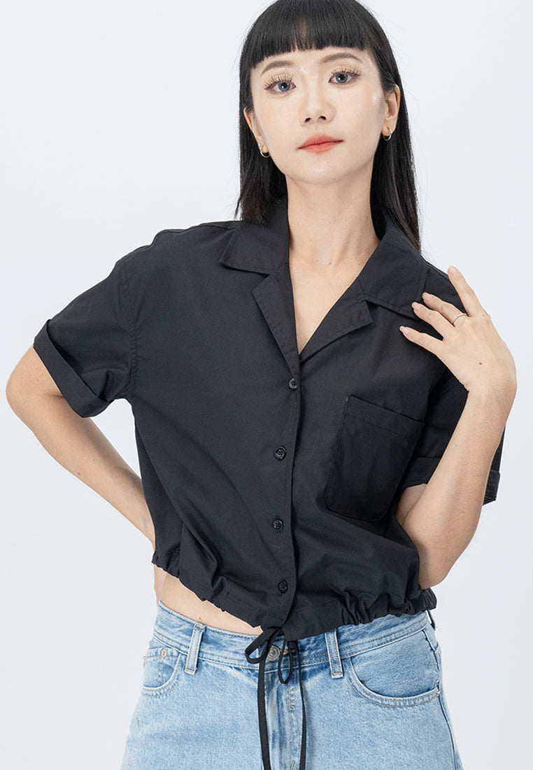 Plain B. Collar Cropped Shirt