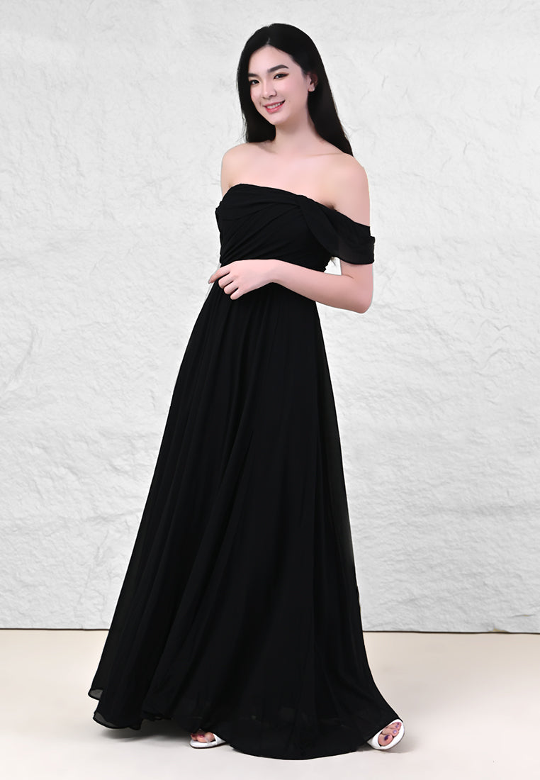 BebeBeige Off-Shoulder Dinner Dress