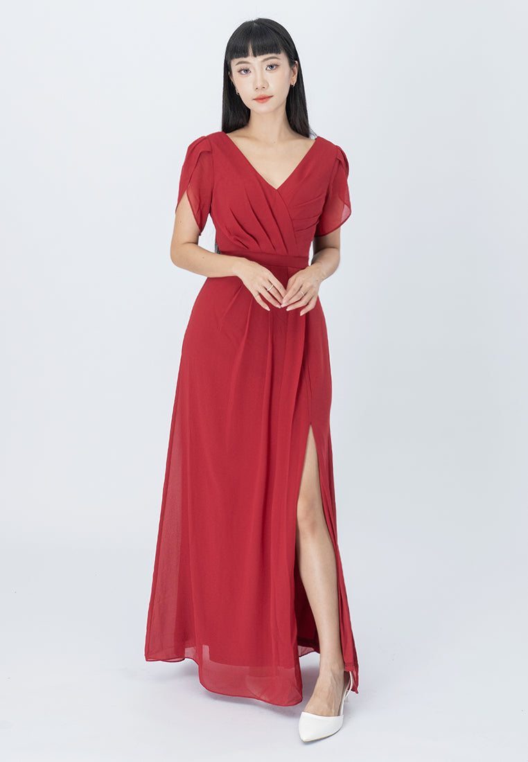 BebeButterfly  V-Neckline  Maxi Dinner Dress