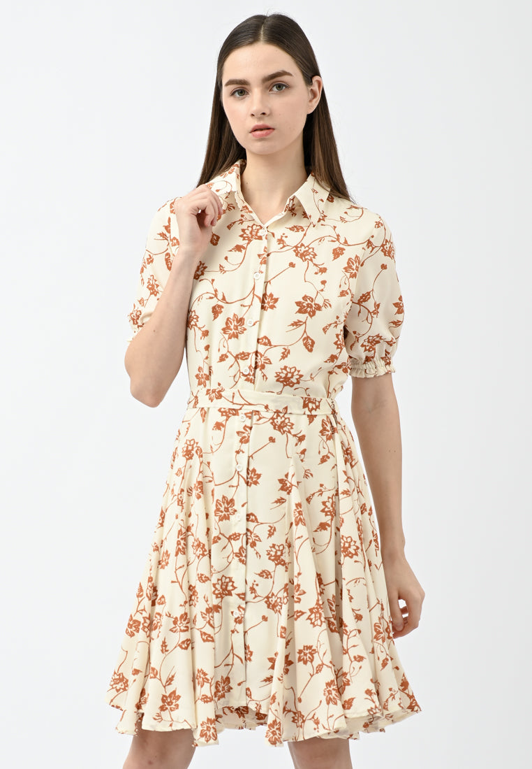 Plain B. Collar Floral Print Dress