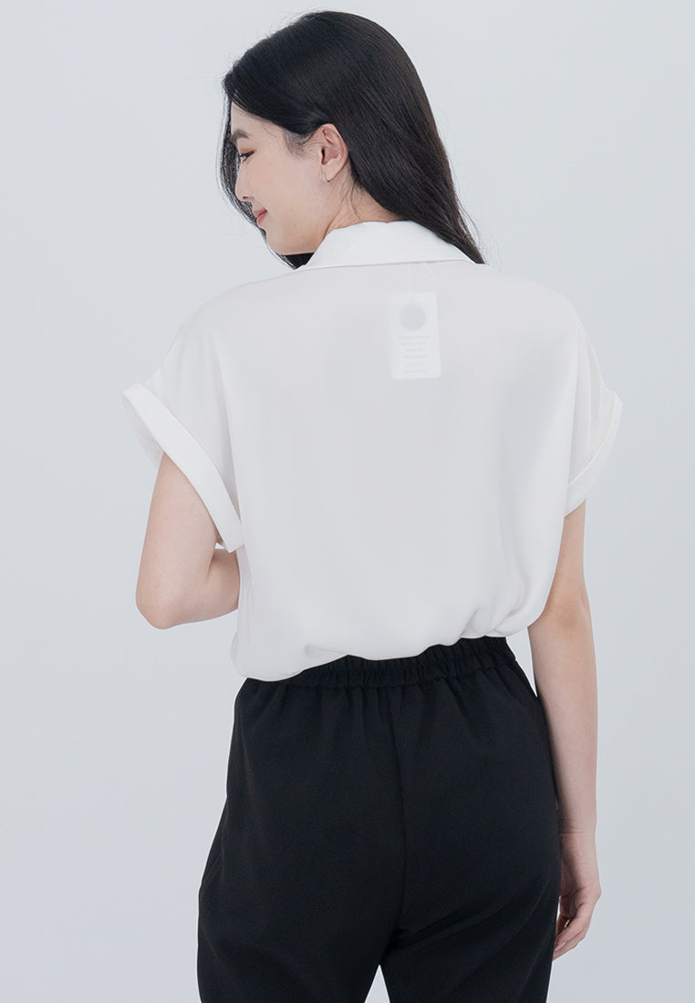 BebeBeige Collar V-Neckline Cooling Blouse Top