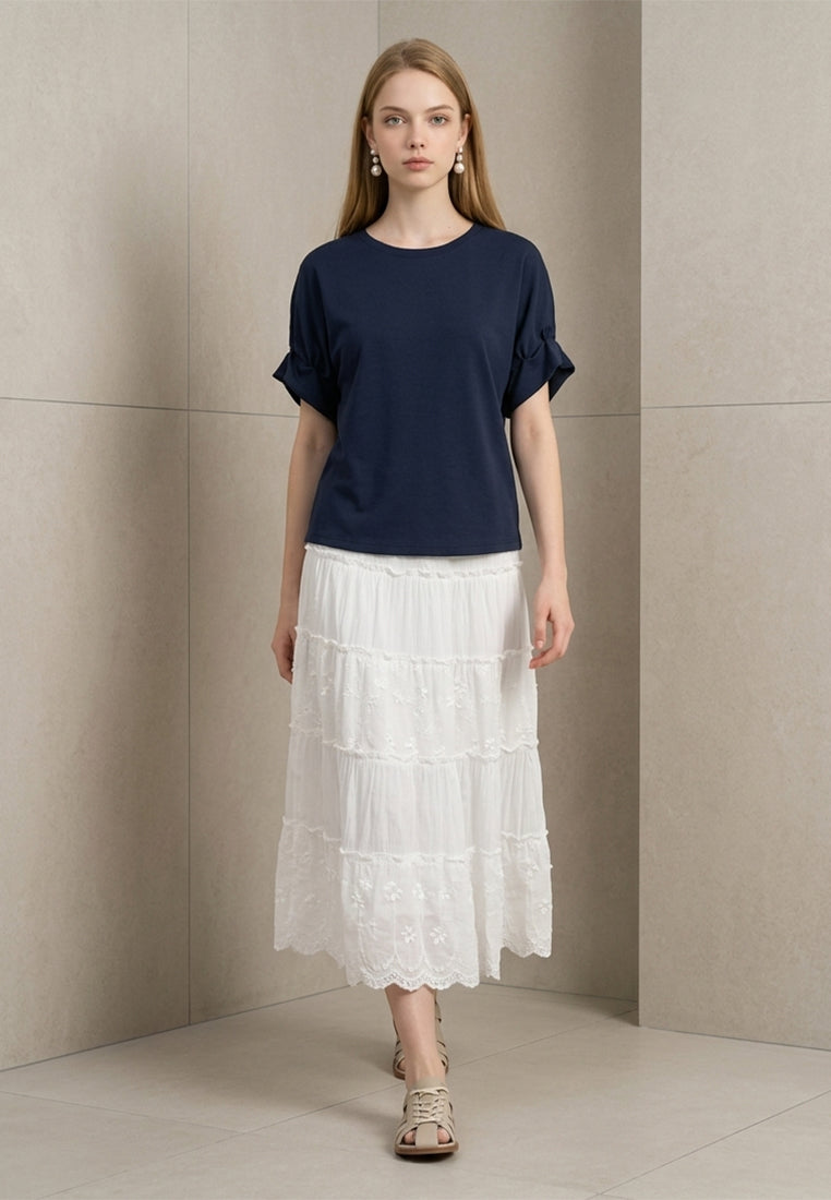 Plain B. Puff Sleeve Short Sleeve Top