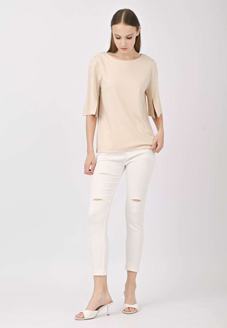 Plain B. Slit Sleeve Top