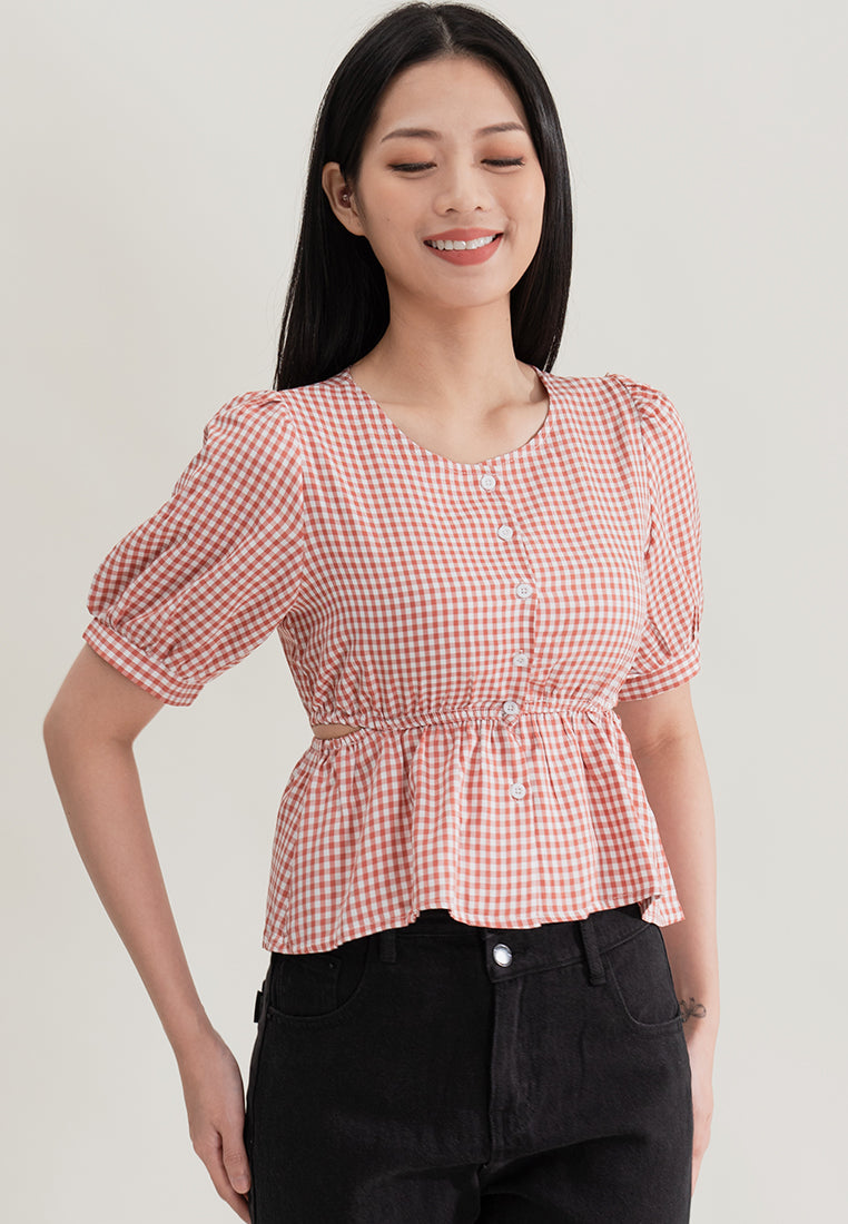 Plain B. Lantern Sleeve Cropped Top