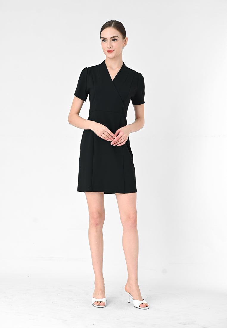 BebeBeige V-Neckline Polyester Slim Fit Mini Dress
