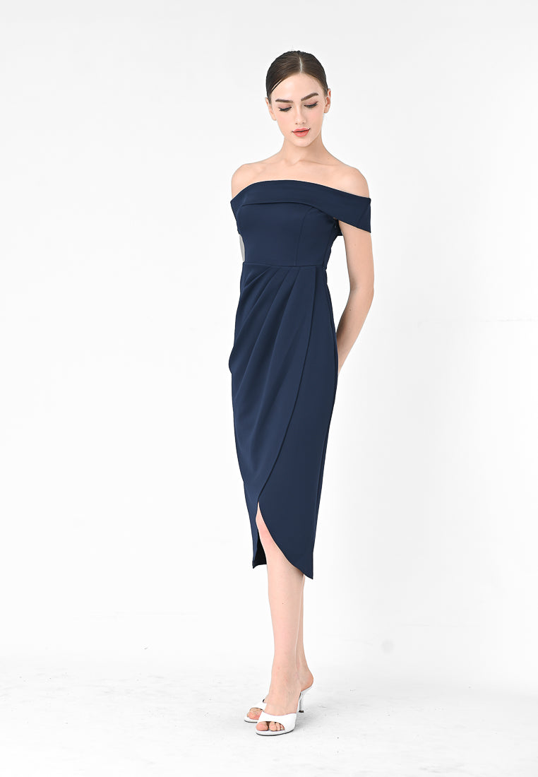 BebeBeige Off Shoulder Dinner Dress