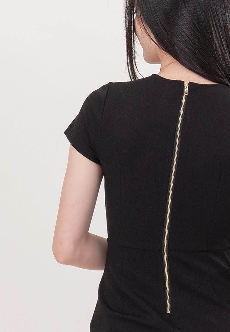 BebeBeige Back-Zipper Mini Dress