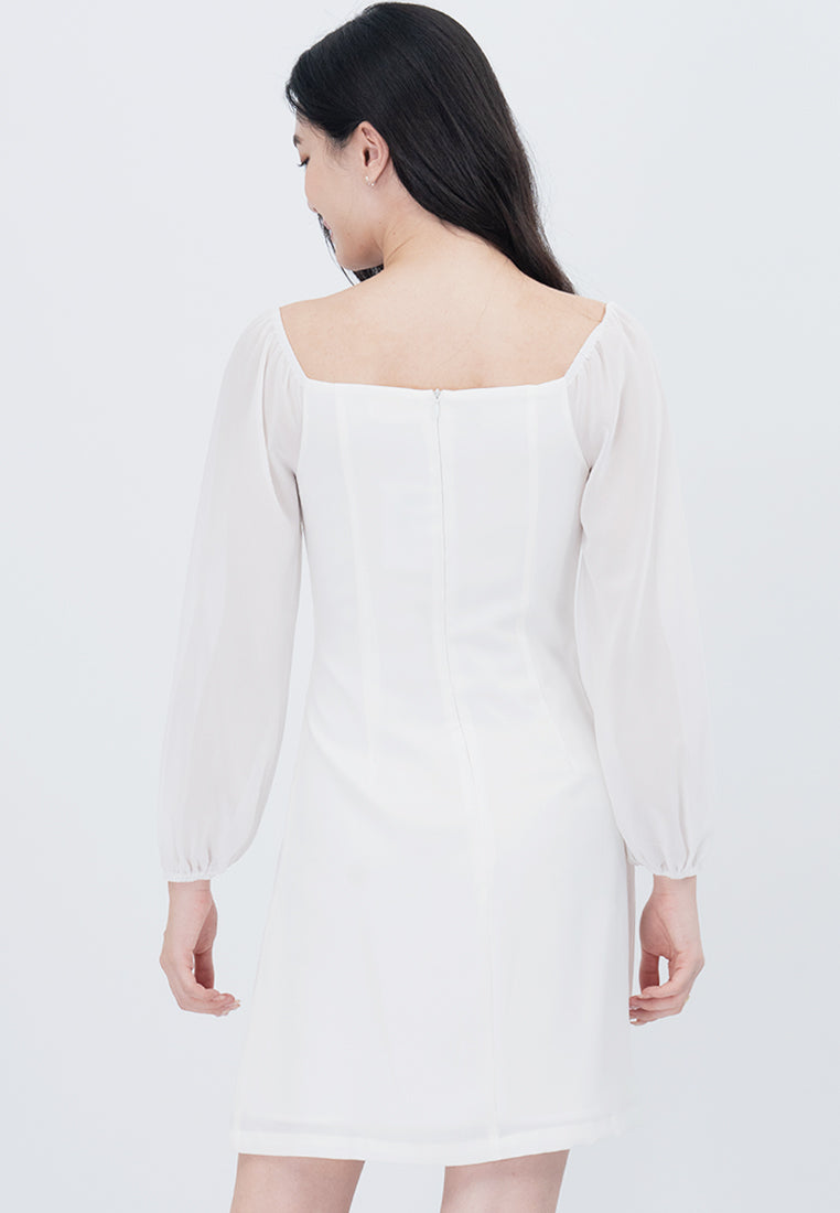 BebeBeige Square Neckline Long Sleeve Mini Dress