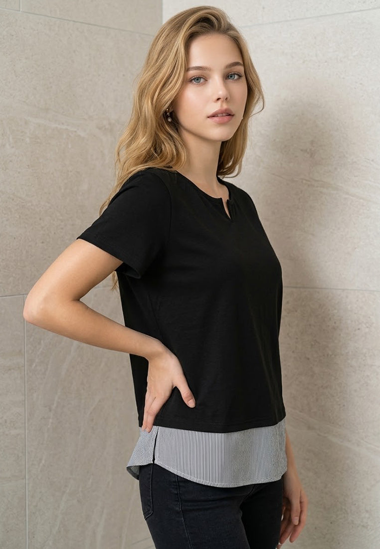 Plain B. Notch-Neck Cotton Tee
