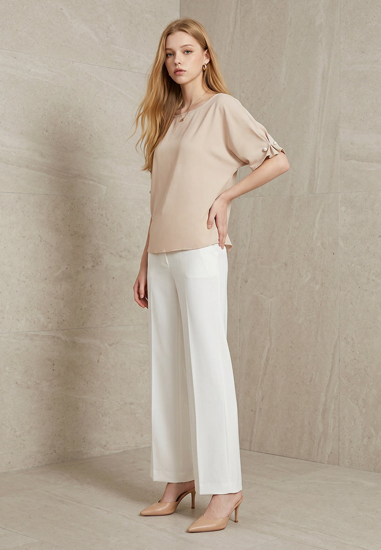 BebeBeige Boat Neck Blouse Top