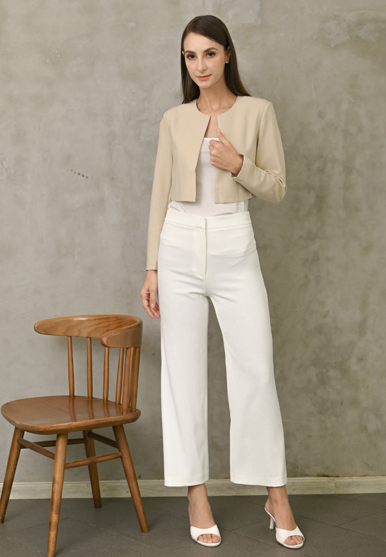 BebeBeige Cropped with Long Sleeve Blazer