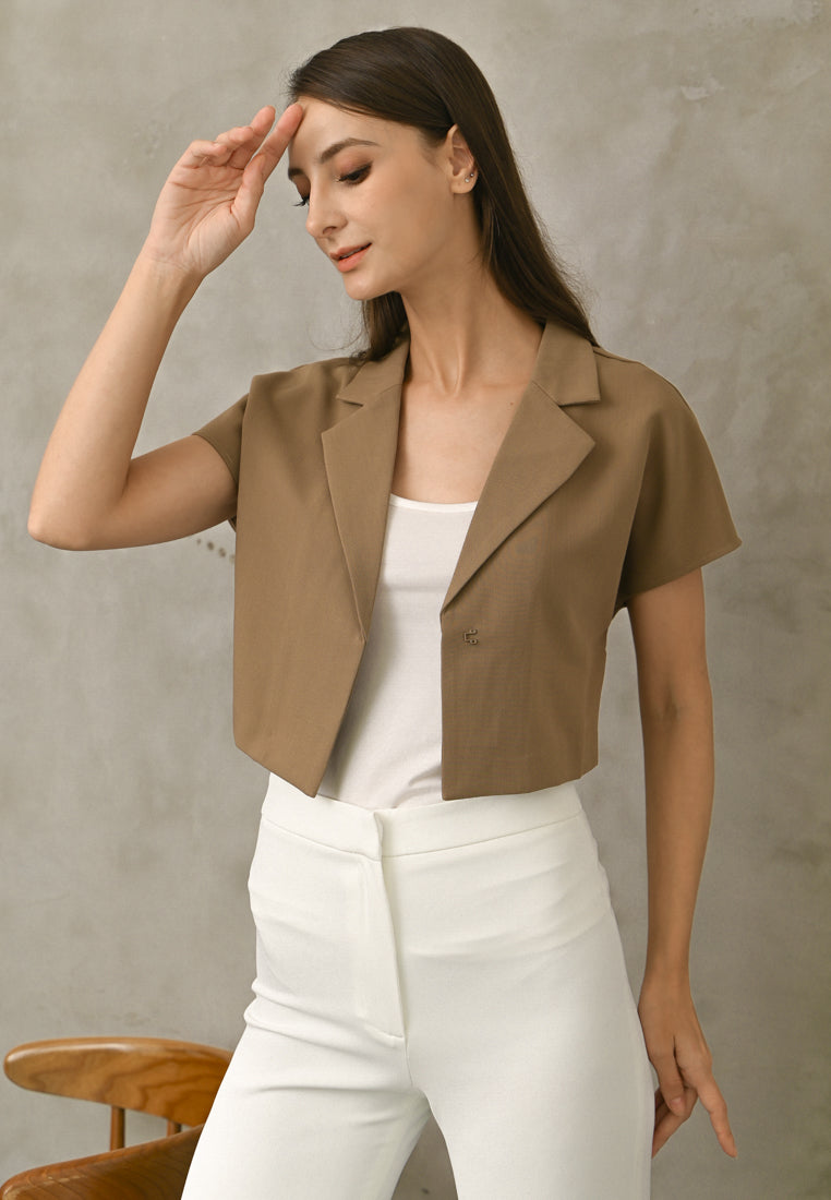 BebeBeige Cap Sleeve Short Blazer