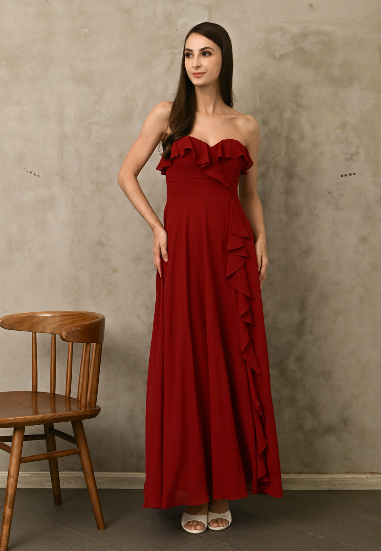 BebeBeige Off Shoulder Maxi Dress