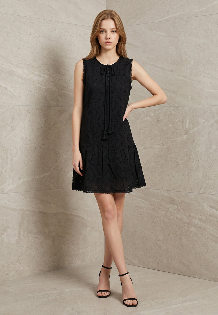 Plain B. Embroidered Eyelet Sleeveless Dress