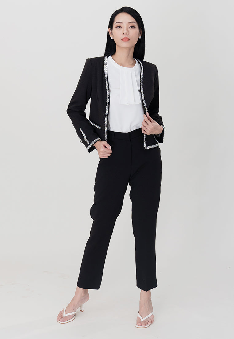 BebeBeige Beaded Long Sleeve Blazer